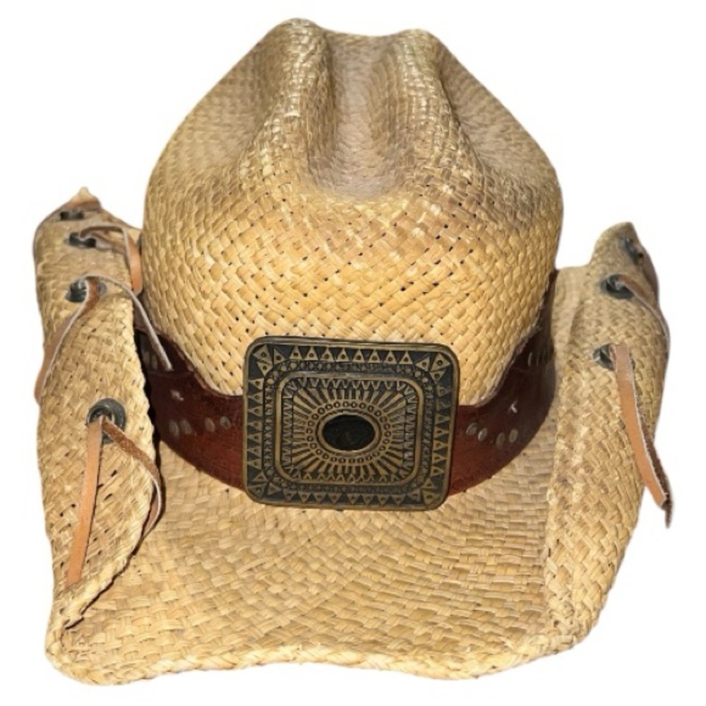 Bullhide Stylish Tan straw rolled sides Cowboy/girl  Hat with Brown Band